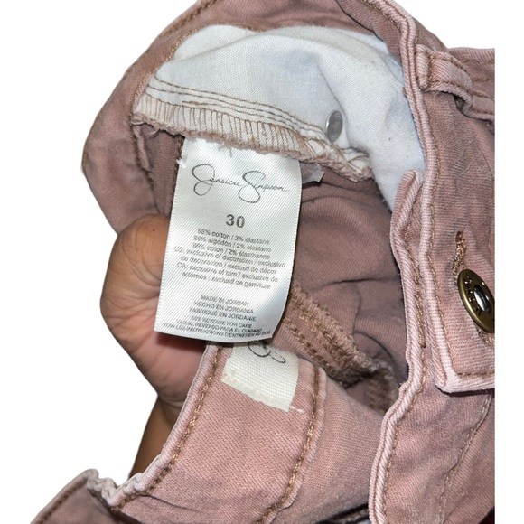 Jessica Simpson Forever Rolled Ankle Crop Skinny Jeans in Pink Salmon High Rise - Picture 5 of 5